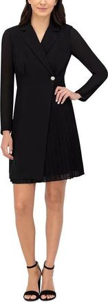 Vince Camuto Wrap Dress Womens Black Knee Length Long Sleeve Notch Lapel FTS1442