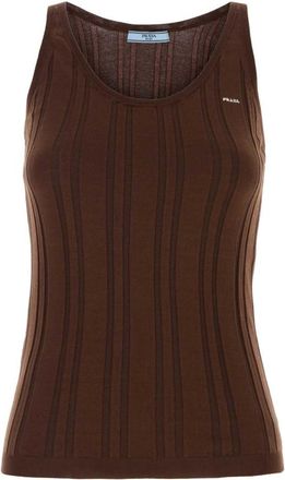 Prada Brown Knitted Scoop Neck Top