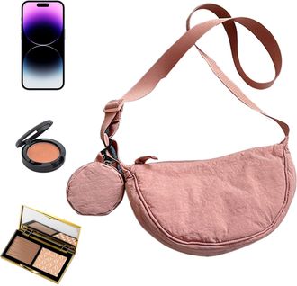 Generic Nylon Sling Bag - 10.63x6.69 Inch Crescent Purse, Waterproof Adjustable Strap with Compact Organization | Travel Friendly Design Lightweight Shoulder 