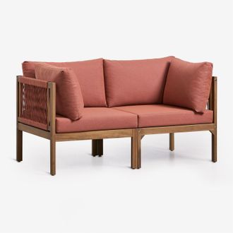 Sklum Sof&aacute; Modular De Jard&iacute;n De 2 Piezas Con Reposabrazos En Madera De Acacia Branson Sklum