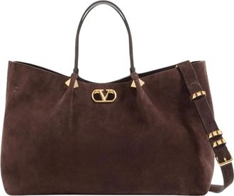 Valentino VLogo Grote Tote - Dames - Shoppers - Bruin - ONE Size - Leer - Tassen
