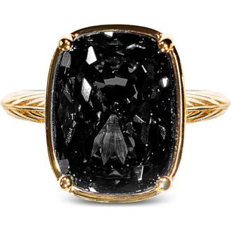 Sterling Forever Cushion Cut Statement Ring in Black/gold at Nordstrom, Size 10