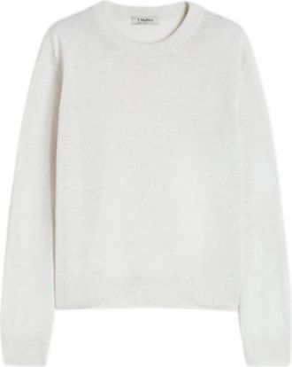 Max Mara Fervore Trui - Dames - Ronde hals truien - Wit - XS - Linnen - Truien & Vesten