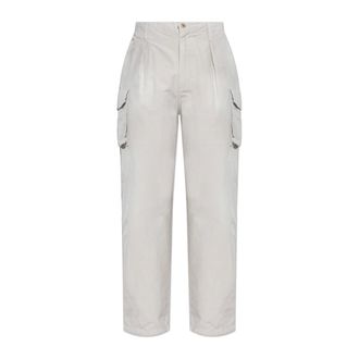 Maison Margiela Straight Trousers, male, Beige, Size: 2XS Cotton-blend Cargo Trousers