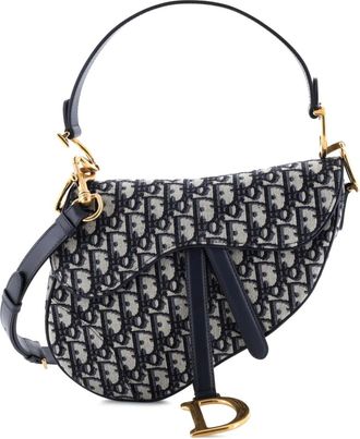 Dior Saddle Handbag with Strap Oblique Canvas Medium shoulder bag - Blauw
