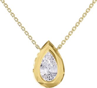 Diamond2Deal 18k Vermeil Plated Silver 3 ct Pear Cut Lab Grown Diamond Pendant Necklace 18