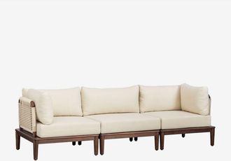 Sklum Sklum - Sof&aacute; Modular De Jard&iacute;n De 3 Piezas Con 2 Sillones Esquineros En Acacia Giulia