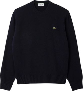 Lacoste Blauwe Crew Neck Wollen Trui - Heren - Sweatshirts - Blauw - S - Wol - Hoodies & sweatvesten