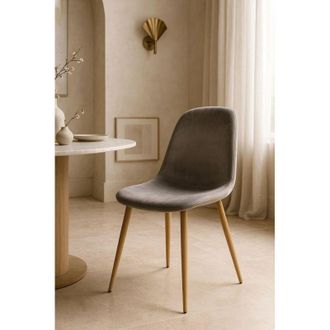 Regalos Miguel Sillas Comedor - Silla Teok Terciopelo - Gris Claro