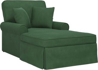 vidaXL Chaise Lounge Con Falda 3 Uds. Verde Selva Tela De Pana Vidaxl