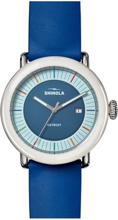 Shinola Detrola Rubber Strap Watch, 41mm in Blue at Nordstrom