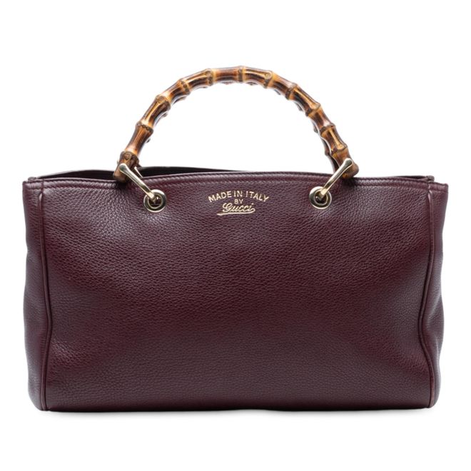 Medium Calfskin Bamboo Shopper Satchel