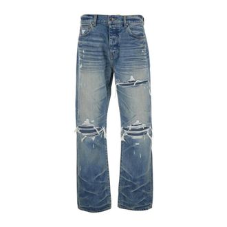 Amiri Straight Jeans, male, Blue, Size: W32 Pleated Denim Straight MX1 Jeans