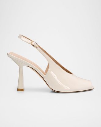 Stuart Weitzman 85mm Val Patent Leather Slingback Pumps