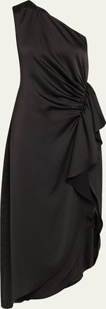 Ramy Brook Malika Draped One-Shoulder Midi Dress