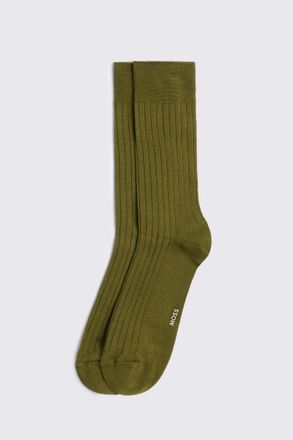Moss Olive Mercerised Ribbed Sock