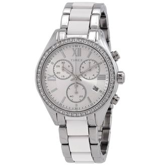 Timex Classic Chronograph Quartz Crystal Silver Dial Ladies Watch TW2V74700