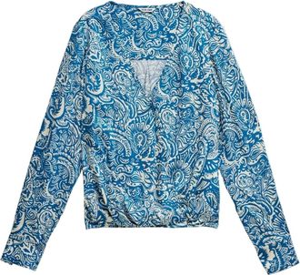 Salsa Langarmbluse SALSA Salsa Jeans Langarmbluse Wrap Blouse, Damen, Gr. XL, blau, Obermaterial: 58% Lyocell CLY. 42% Viskose CV., Blusen Langarmbluse