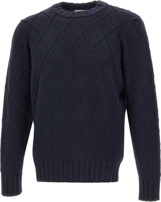 FILIPPO DE LAURENTIIS Filippo De Laurentis Sweaters - Heren - Ronde hals truien - Blauw - XL - Wol - Truien & Vesten