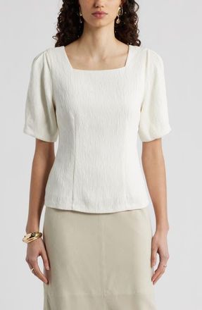 Nordstrom Texture Square Neck Top in Ivory Tofu at Nordstrom, Size Xx-Large