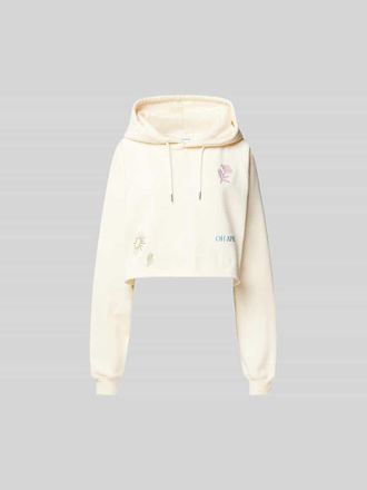 Oh April Oversized Hoodie mit Motiv-Stitchings in Sand, Gr&ouml;&szlig;e M