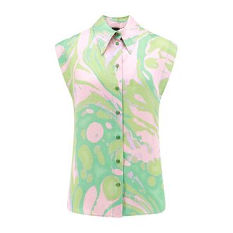 Pinko Pinko, Overhemden, Dames, Groen, S, Groene mouwloze damesblouse