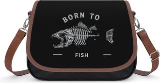 Generic Born To Fish Fashion Womens Crossbody Bags Novelty Handbag Shoulder Bag Purse