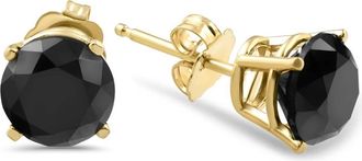 Pompeii3 1 1/2ct Black Diamond Stud Earrings Yellow Gold