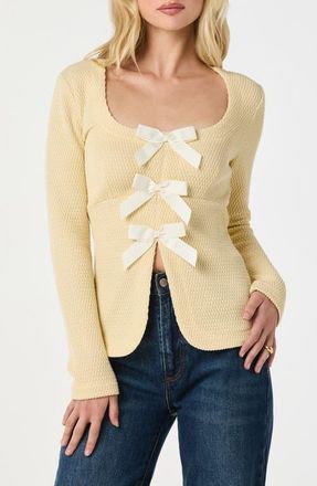 ASTR the Label Split Front Bow Top in Yellow at Nordstrom, Size X-Large