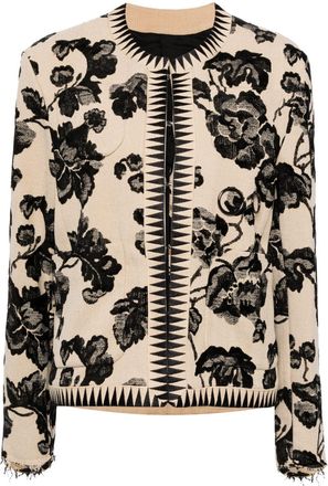 Undercover floral-jacquard jacket - women - Acrylic/Rayon/Polyester/Rayon/Cupro/Cotton - 3 - Neutrals