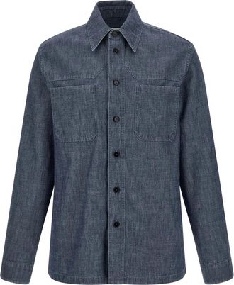 Jil Sander 203 Shirt - Heren - Spijkeroverhemden - Blauw - XL - Katoen - Overhemden