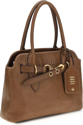 Miu Miu Womens Handbag Aventure Oak Brown Lambskin Handbags Hand Bags