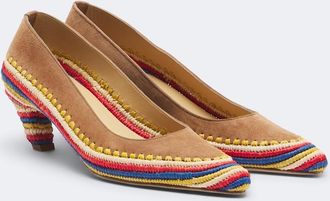 Gabriela Hearst Peggy suede and raffia pumps