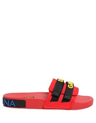 Dolce & Gabbana Logo-Embroidered Nylon Blend Slide - Red