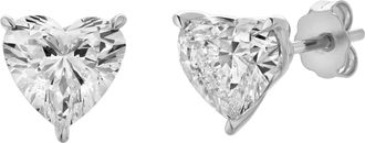 LuvMyJewelry Felicity 14K White Gold Lab Grown Heart Solitaire Diamond Earrings - 2.06 Cts
