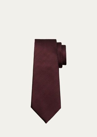 Ermenegildo Zegna Mens Overlapping Jacquard Silk Tie