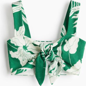 H&M Crop-Top mit Bindedetail - Gr&uuml;n/Gebl&uuml;mt