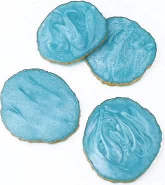 Tiramisu Set of 4 Blue Resin Coasters