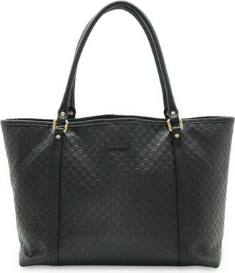 Gucci Black Leather Shoulder Bag Tote Bag (Pre-Owned)