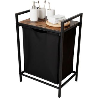 Relaxdays Relaxdays laundry hamper, shelf, removable bag, H x W x D: 72 x 50 x 33 cm, 65 litre, black/brown