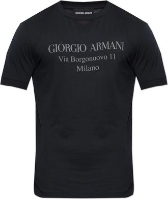 Giorgio Armani Bedruikt T-shirt - Heren - T-shirts - Blauw - M - Katoen - Tops