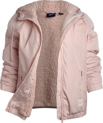 Reebok Womens Windbreaker Jacket - Water and Wind Resistant Midweight Cozy Sherpa Fleece Insulated Softshell Jacket for Women, Powder Pink, S