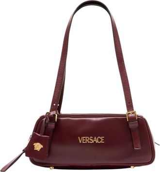 Versace Shoulder Bags, female, Red, Size: ONE SIZE Tag Bowling Shoulder Bag