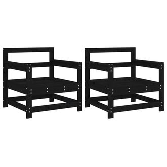 Berkfield Home Garden Chairs 2 pcs Black Solid Wood Pine