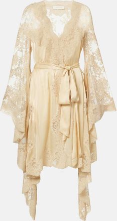 Zimmermann Como lace-trimmed draped silk midi dress