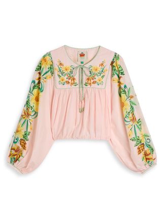 Farm Rio Botanical Floral-print Cotton Blouse - Pink - XL (UK16 / XL)