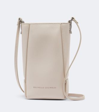 Brunello Cucinelli Pouch Duo Mini de piel con ante y cuentas Monili