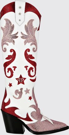 Philipp Plein Stivali texani al ginocchio in camoscio con cristalli