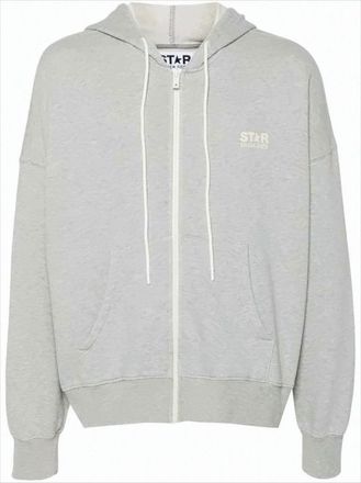 Golden Goose Light Grey Zip-Up Hoodie With Subtle Logo
