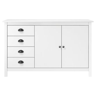 Berkfield Home Sideboard Hill White 130x40x80 cm Solid Pine Wood | Size: 130 x 40 x 80 cm